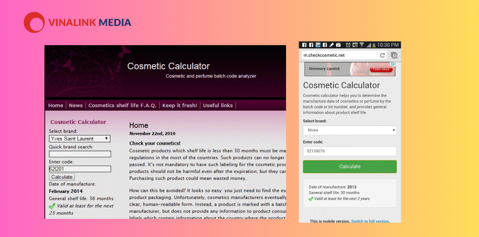 Checkcosmetic là website check thành phần bảng mỹ phẩm